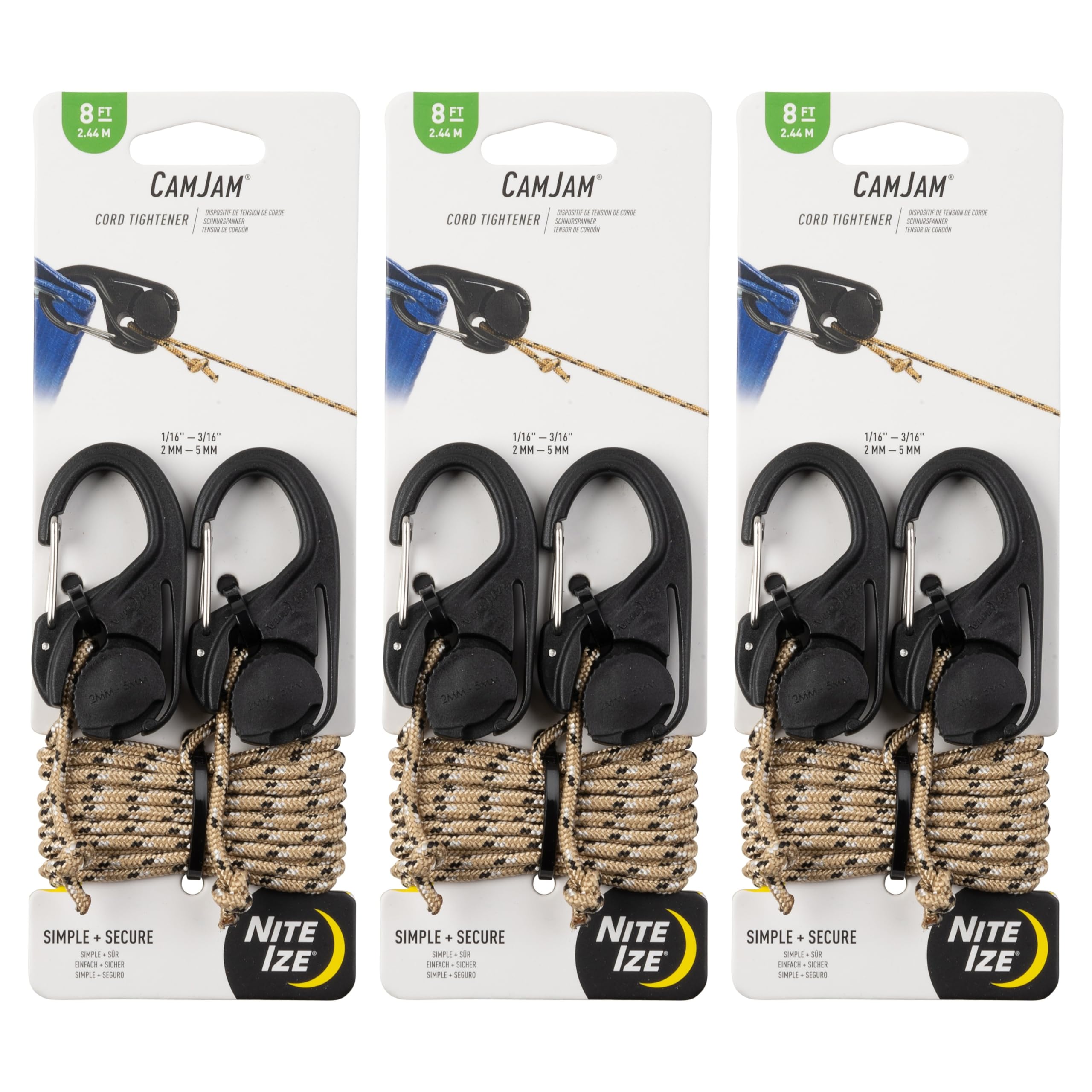 Foto 2 pulgar | Tensor De Cables Nite Ize Camjam Con Cuerda De 8 Pies, 6 Unidades (paquete De 3) - Venta Internacional.