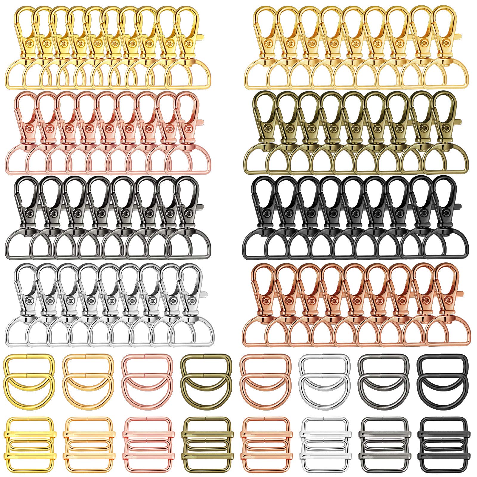Foto 2 pulgar | Juego De Cierres Giratorios Con Anillos En D Y Hebillas Deslizantes, 96 Piezas - Venta Internacional.