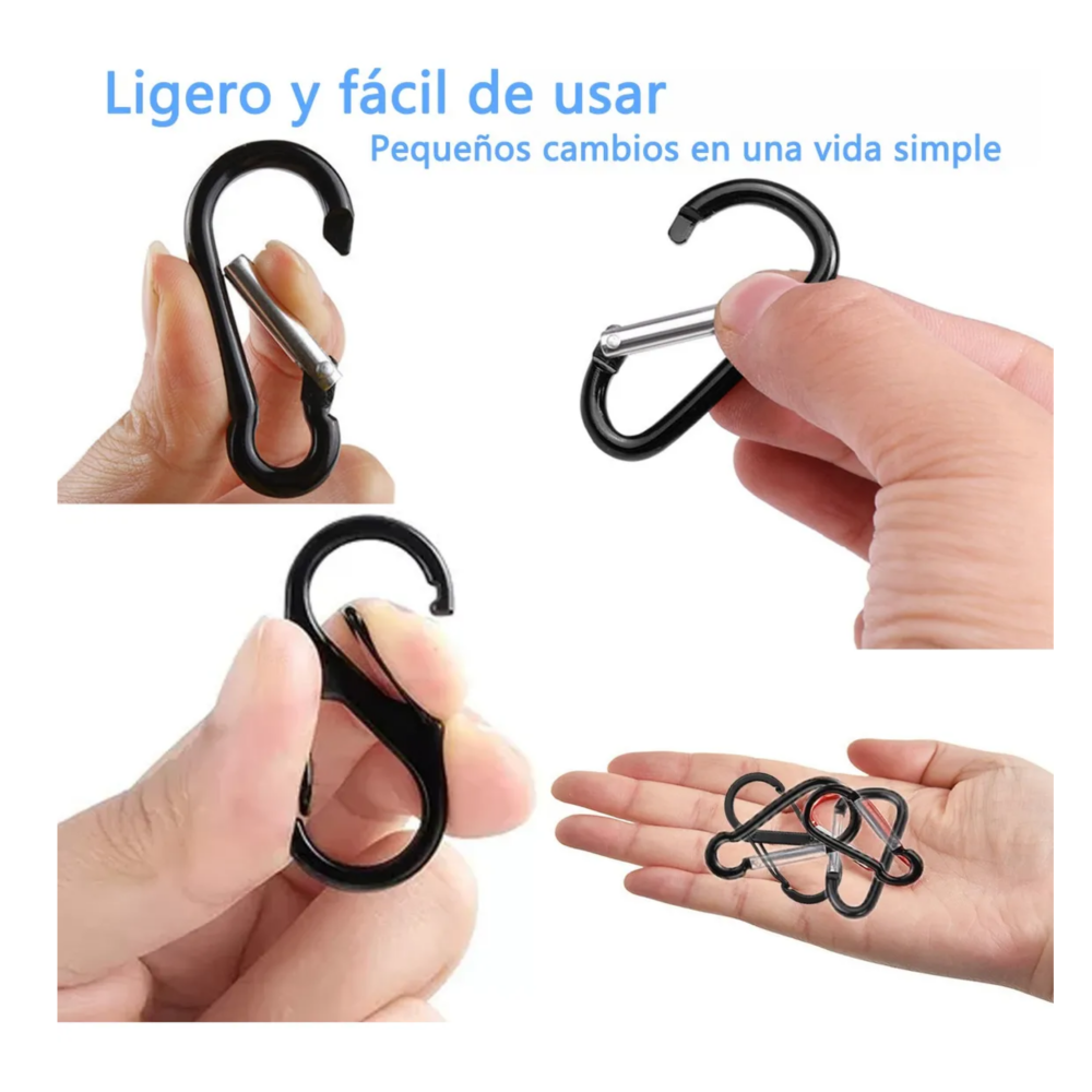 Foto 4 pulgar | 40pcs Tipo S Mosquetón De Escalada Belug  Negro