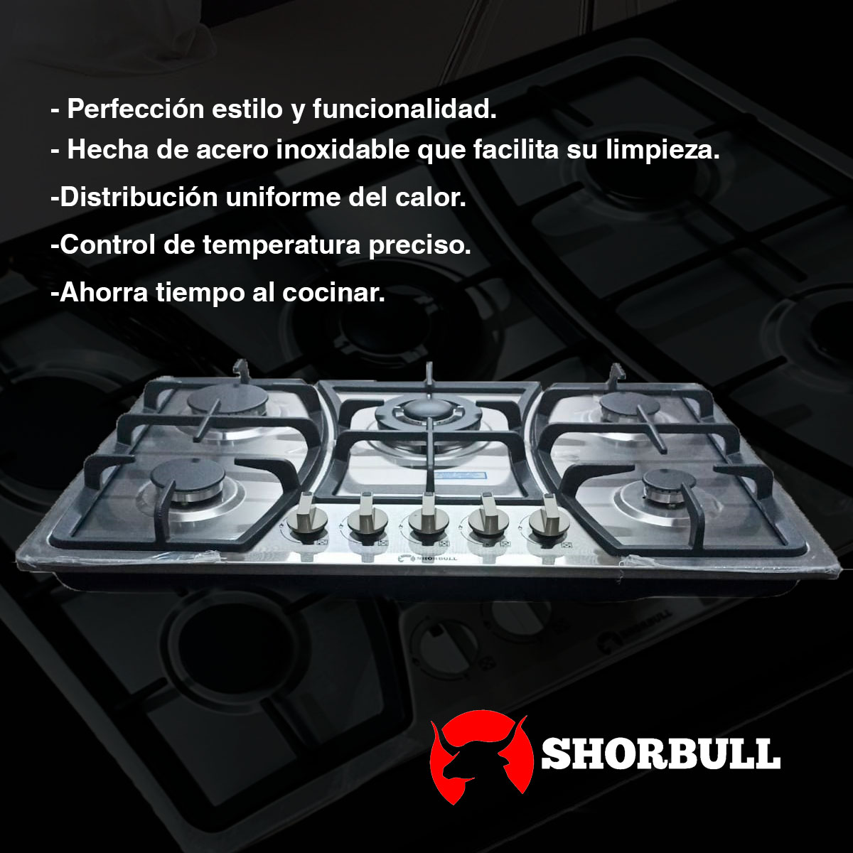 Foto 5 | Estufa Empotrable Shorbull 5 Quemadores