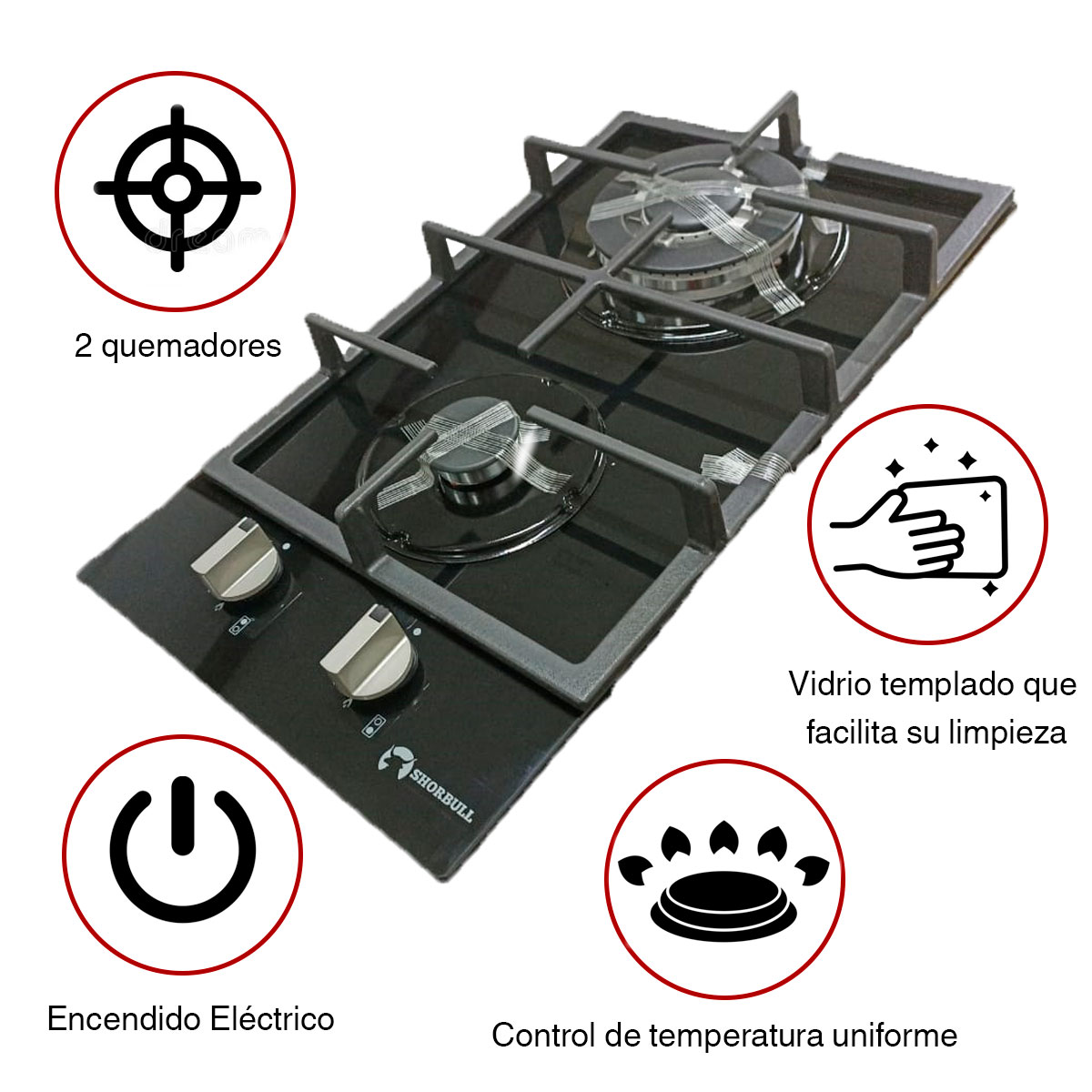 Foto 7 | Estufa Empotrable Shorbull 2 Quemadores