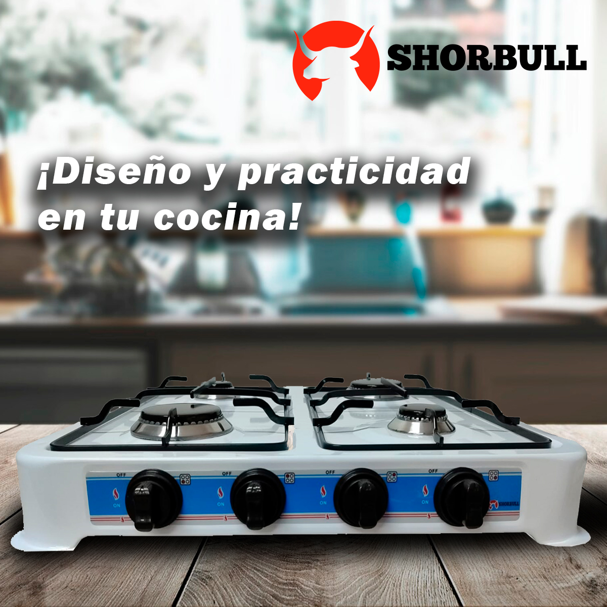 Foto 7 | Parrilla de Mesa Shorbull Gas 4 Quemadores Acero Blanca