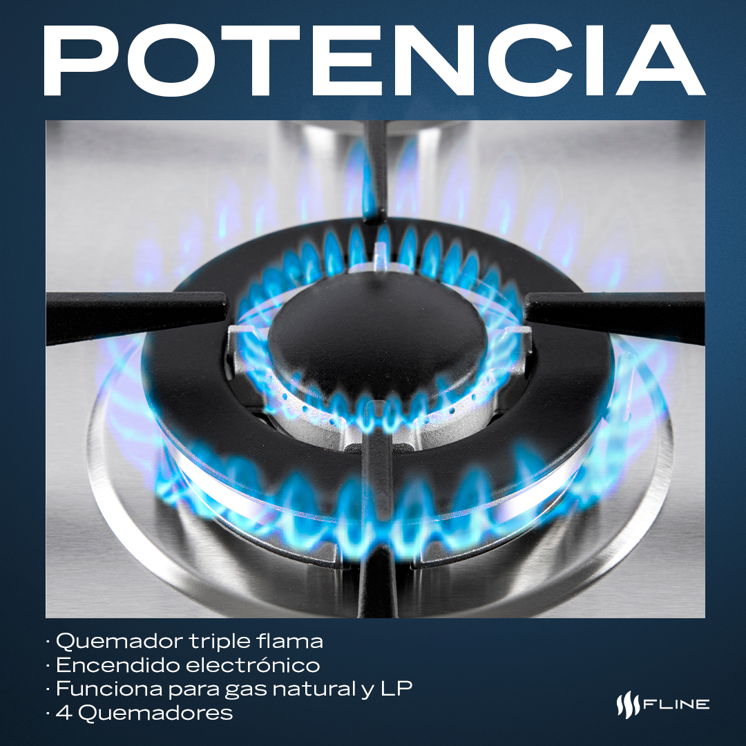 Foto 5 | Parrilla de Gas Empotrable Fline 4 Quemadores Acero Inoxidable