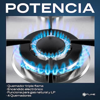 Foto 5 | Parrilla de Gas Empotrable Fline 4 Quemadores Acero Inoxidable