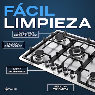 Foto 3 | Parrilla de Gas Fline Empotrable 5 Quemadores Acero Inoxidable