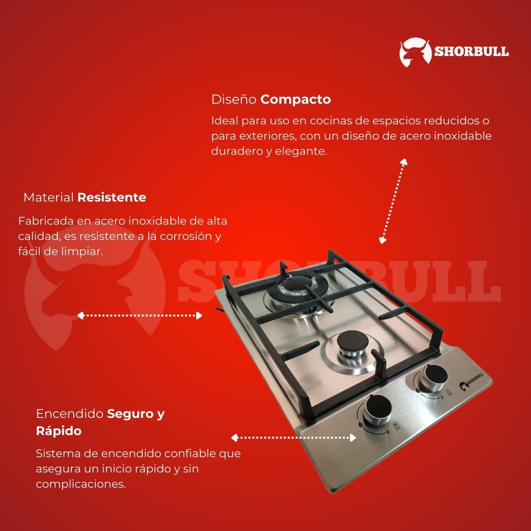 Foto 4 | Estufa Shorbull 2 Quemadores Acero Inoxidable