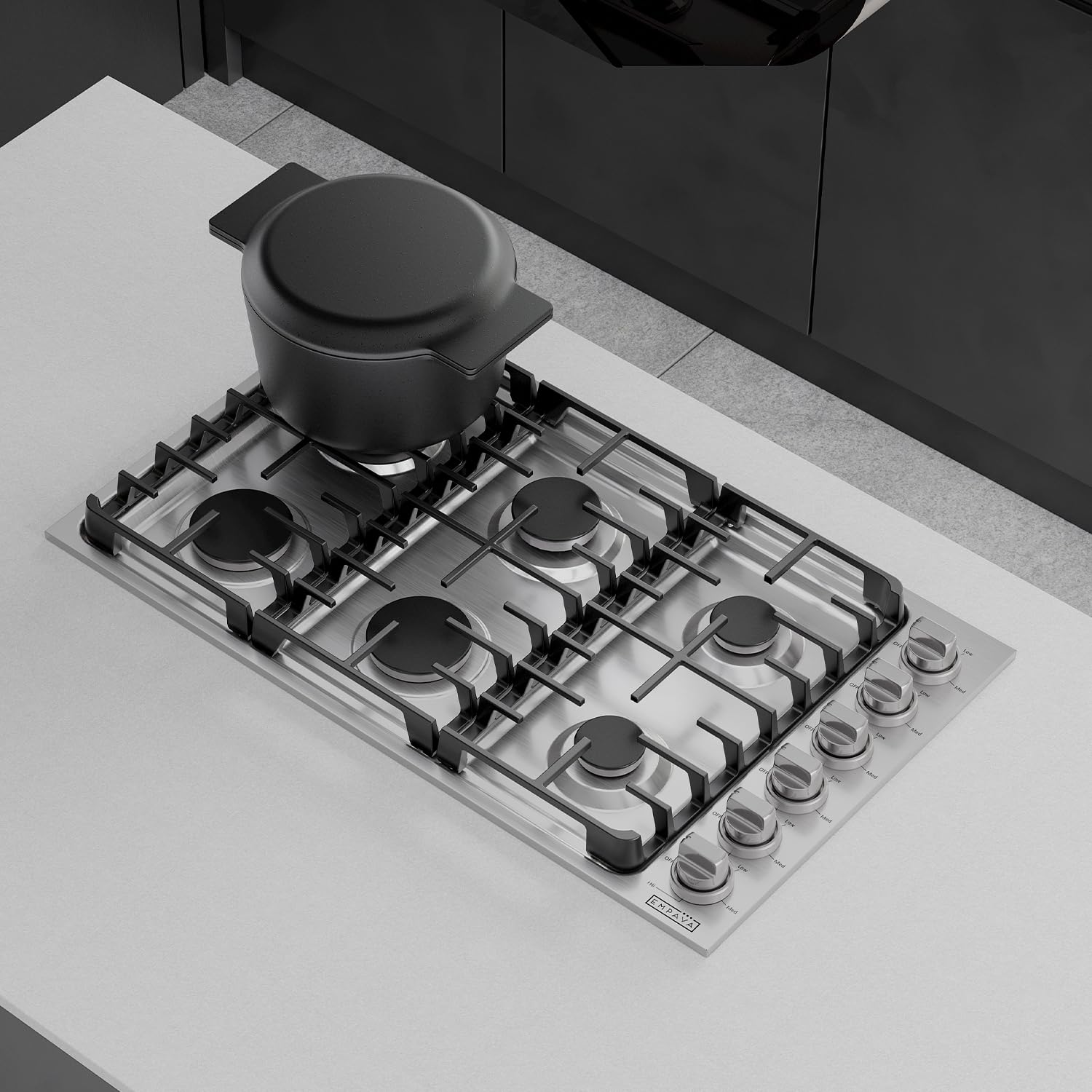 Foto 5 | Estufa A Gas Empava 36 De Acero Inoxidable Con 5 Quemadores - Venta Internacional.