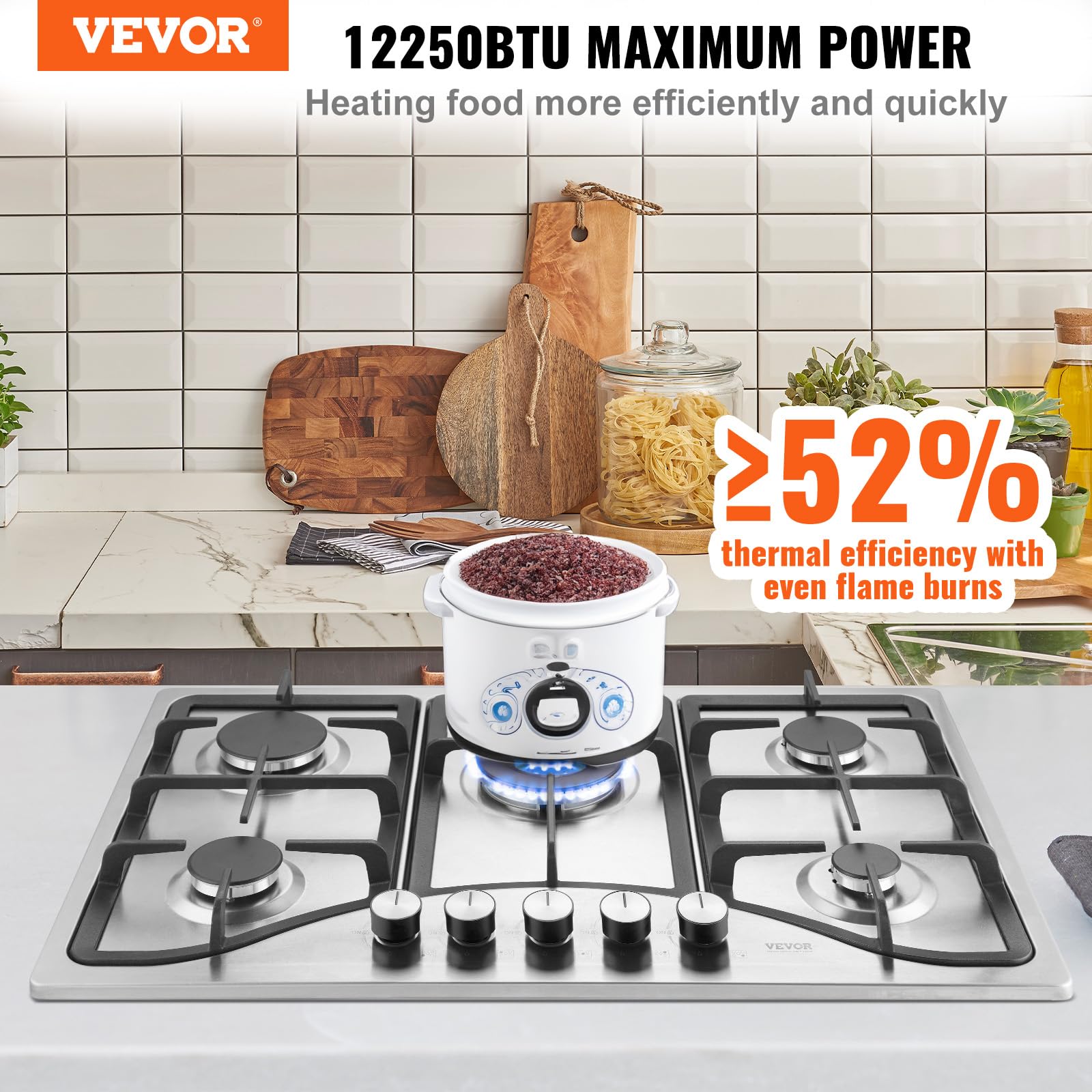 Foto 2 | Estufa A Gas Vevor De 30 Pulgadas Y 5 Quemadores De Acero Inoxidable - Venta Internacional.