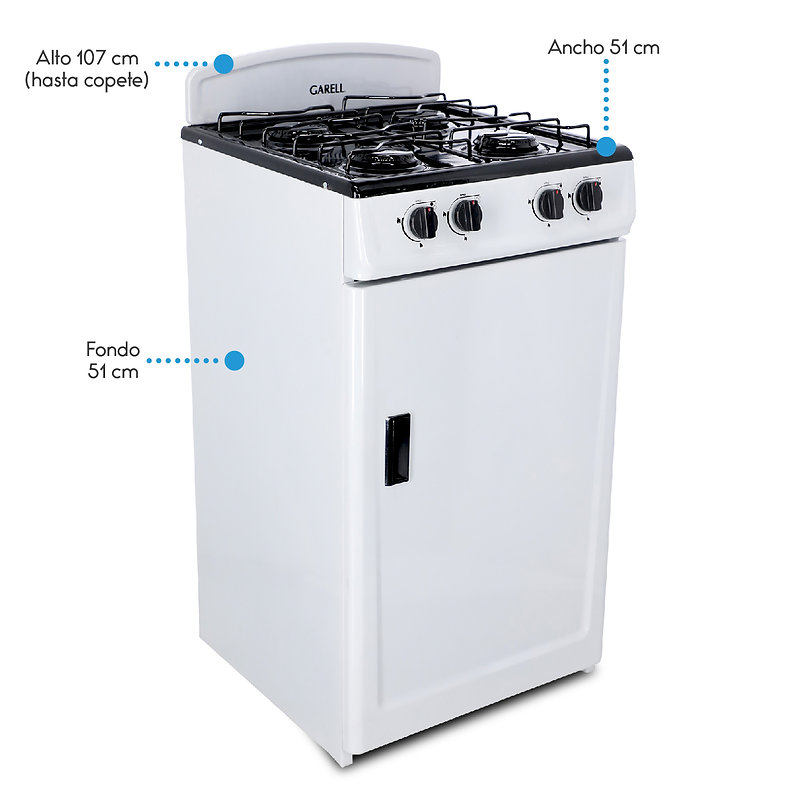 Foto 5 | Estufa de Piso Garell  Pg4q-b  20‘’ con 4 Quemadores color Blanco