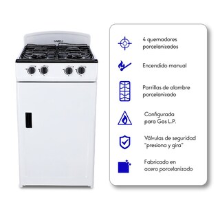 Foto 7 | Estufa de Piso Garell Pg4q-b 20‘’ con 4 Quemadores color Blanco