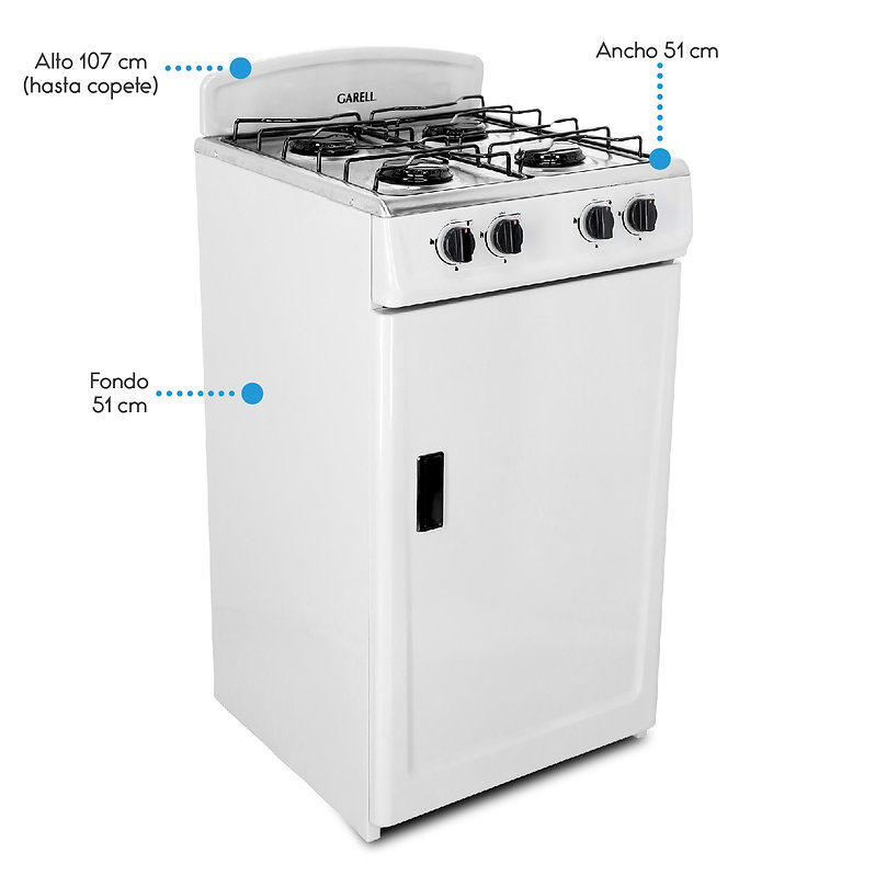 Foto 6 | Estufa de Piso Garell  Pg4q-ig  20‘’ con 4 Quemadores color Blanco
