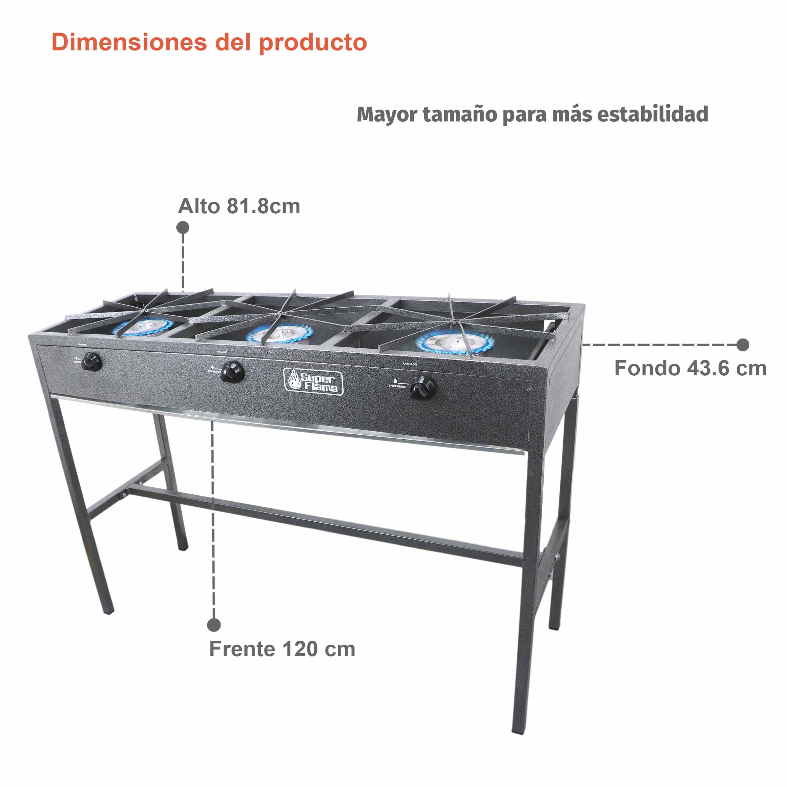 Foto 3 pulgar | Combo Super Flama, Trio, Estufon De 2 Quemadores Con Tanque De Gas 10 Kg Y Kit De Instalación.