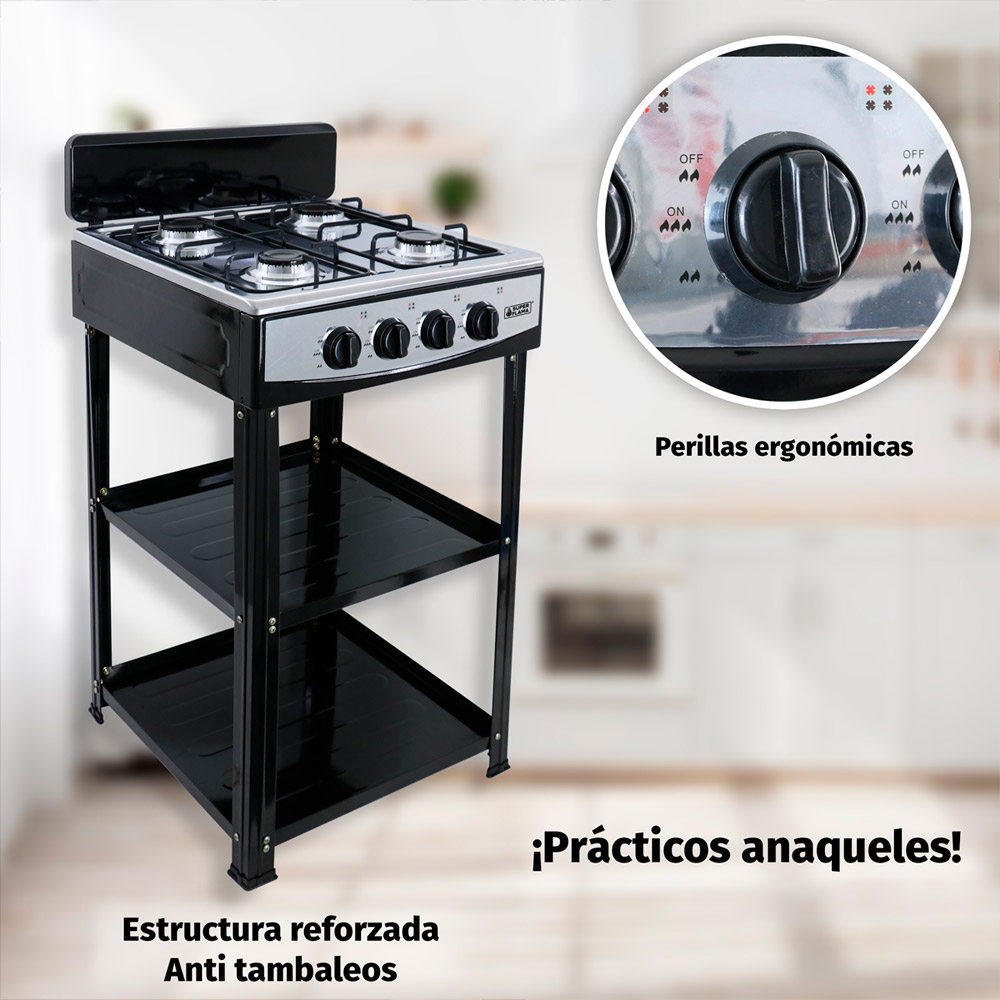 Foto 7 pulgar | Parrilla A Gas Elsa 4 Quemadores Con Anaquel Y Cubierta De Acero Inoxidable