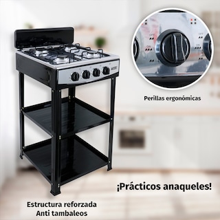 Foto 6 | Parrilla A Gas Elsa 4 Quemadores Con Anaquel Y Cubierta De Acero Inoxidable