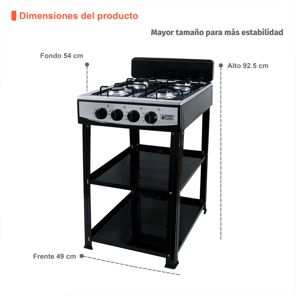 Foto 8 pulgar | Parrilla A Gas Elsa 4 Quemadores Con Anaquel Y Cubierta De Acero Inoxidable