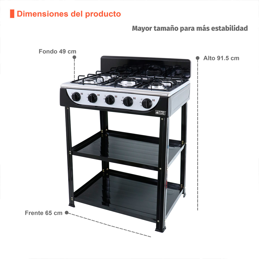 Foto 8 pulgar | Parrilla A Gas Elsa 5 Quemadores Con Anaquel Y Cubierta De Acero Inoxidable