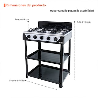 Foto 7 | Parrilla A Gas Elsa 5 Quemadores Con Anaquel Y Cubierta De Acero Inoxidable