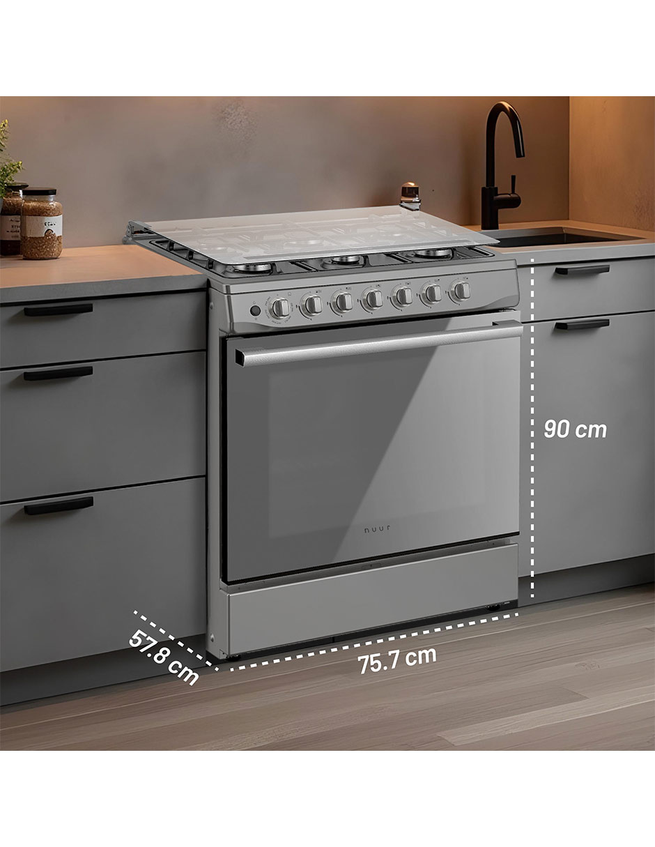 Foto 3 pulgar | Estufa De Piso 6 Quemadores Y Horno  Nuur Gris