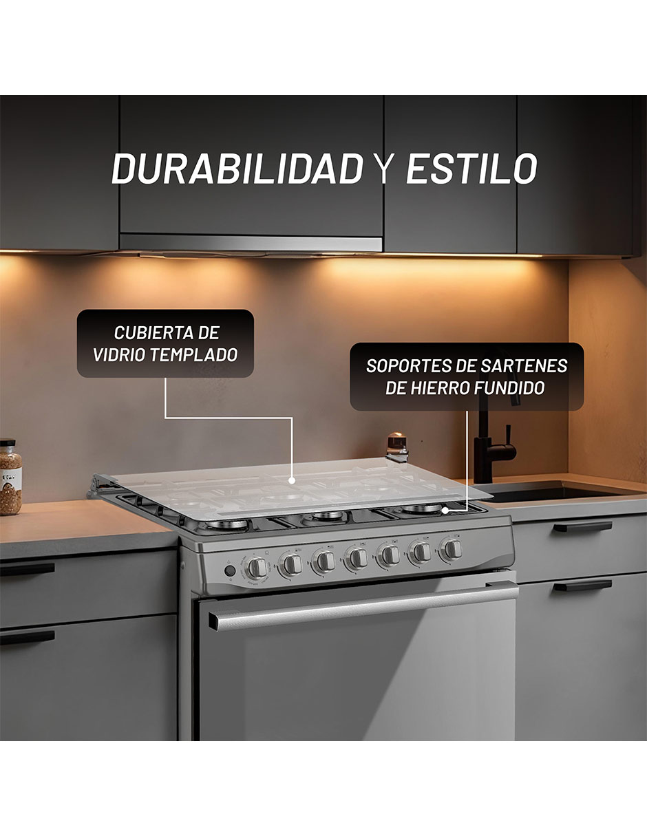Foto 4 pulgar | Estufa De Piso 6 Quemadores Y Horno  Nuur Gris