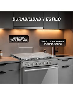 Foto 3 | Estufa De Piso 6 Quemadores Y Horno Nuur Gris