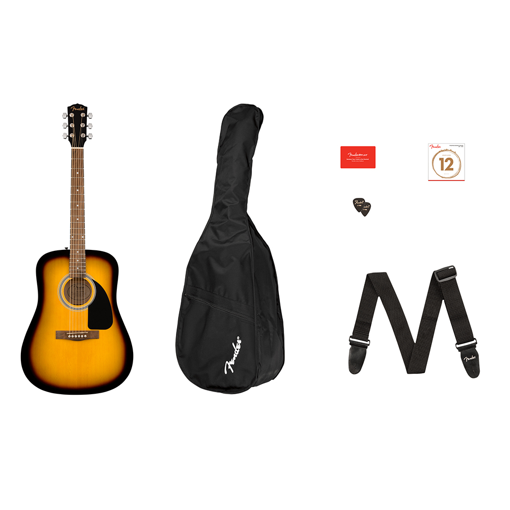 Paquete de Guitarra Acústica Fender FA-115 Dreadnought Sunburst