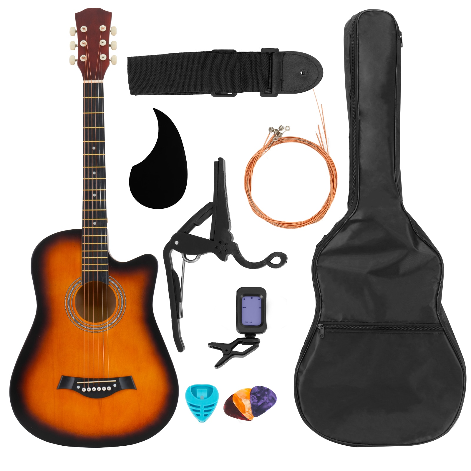 Guitarra Acústica Zonar Gta-ngr Naranja con Accesorios $1,499