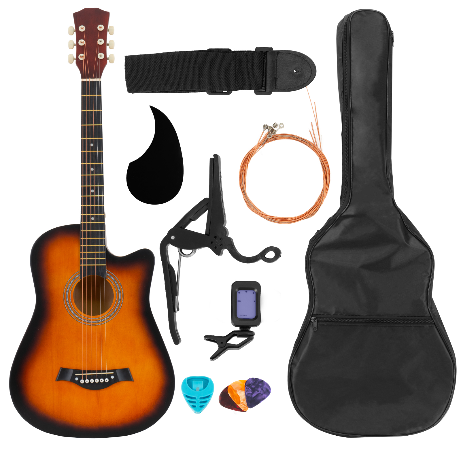 Guitarra Acústica Zonar Gta-ngr Naranja con Accesorios