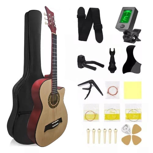 Ocelotl Guitarra Acústica 41” Con Accesorios Ideal Para Principiantes Y Profesionales - Vino