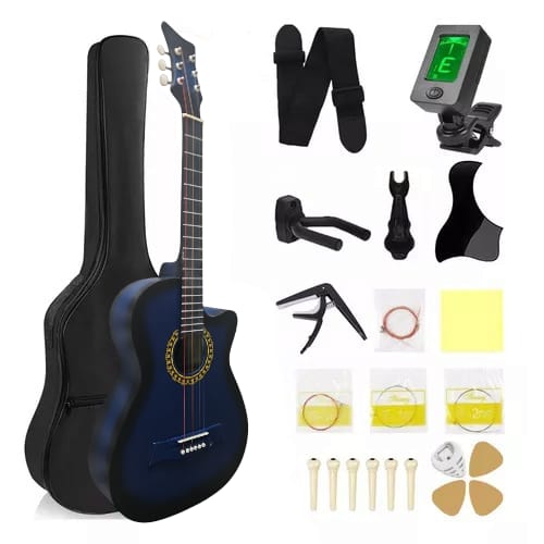 Ocelotl Guitarra Acústica 41” Diseño Ergonómico, Gran Resonancia, Accesorios Completos - Azul