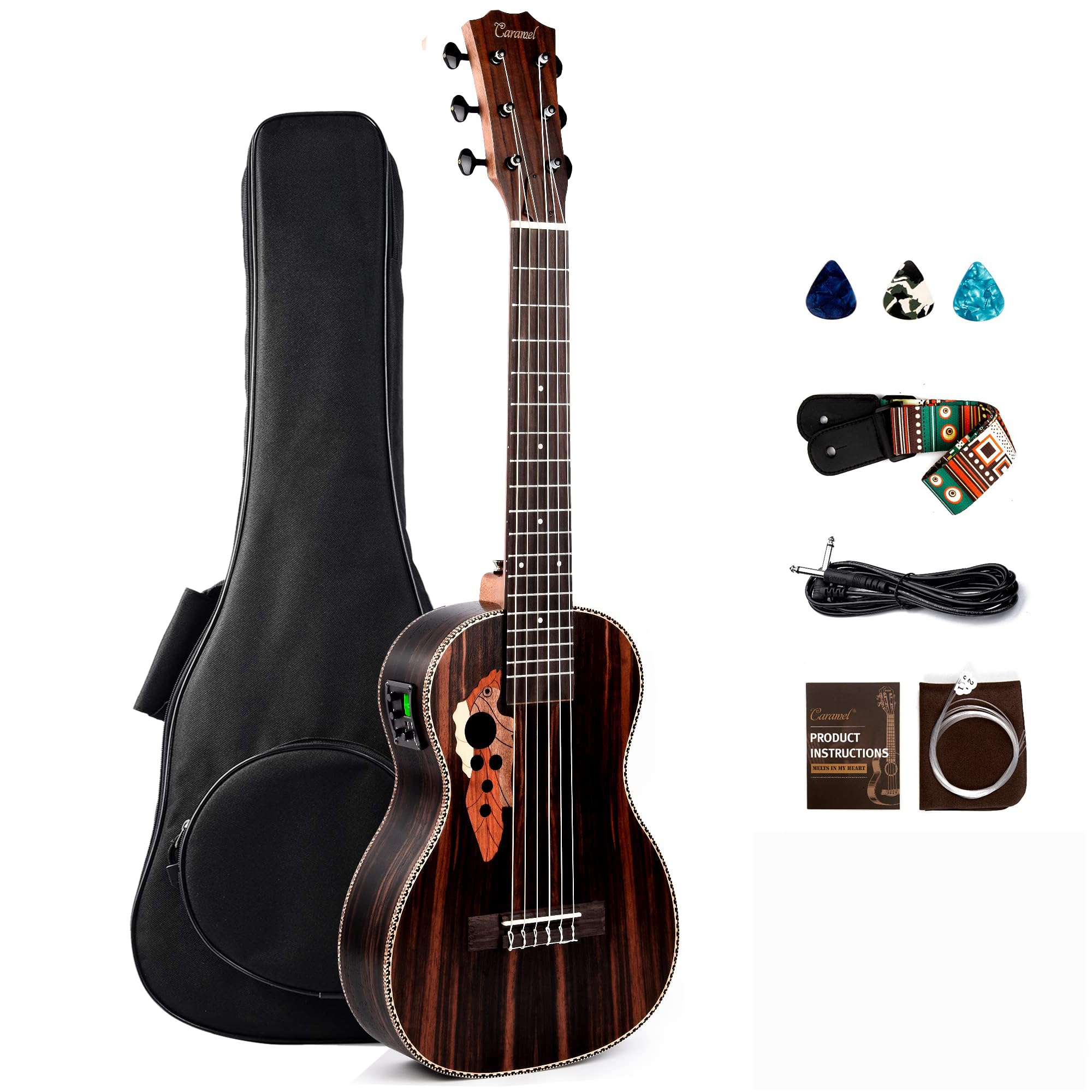 Guitalele Caramel Cb904g De Madera De Ébano De 30 Pulgadas Con Kit De Inicio - Venta Internacional.