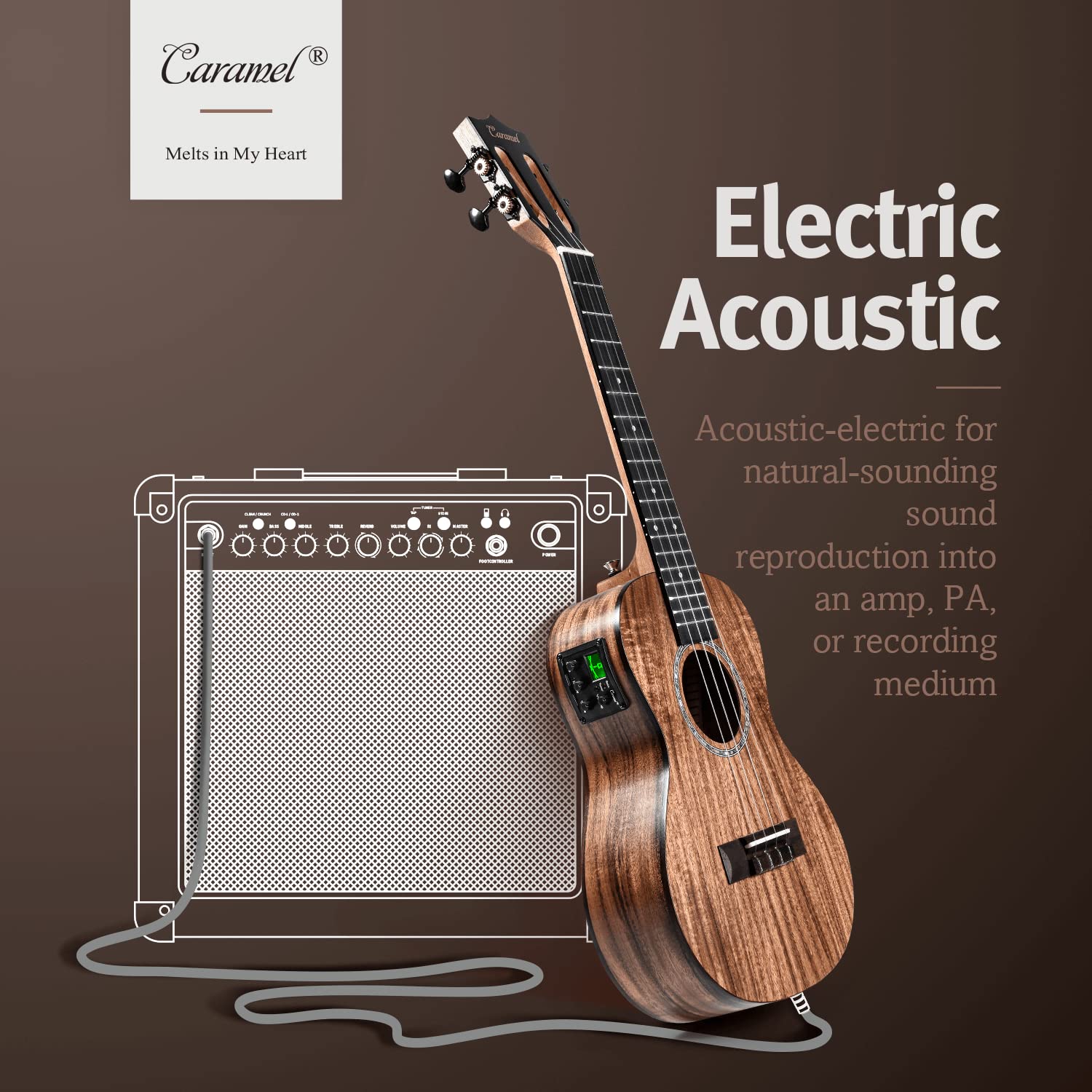 Foto 5 | Ukelele Caramel Ct204 Tenor, 26 Pulgadas, Totalmente De Madera Maciza De Acacia - Venta Internacional.