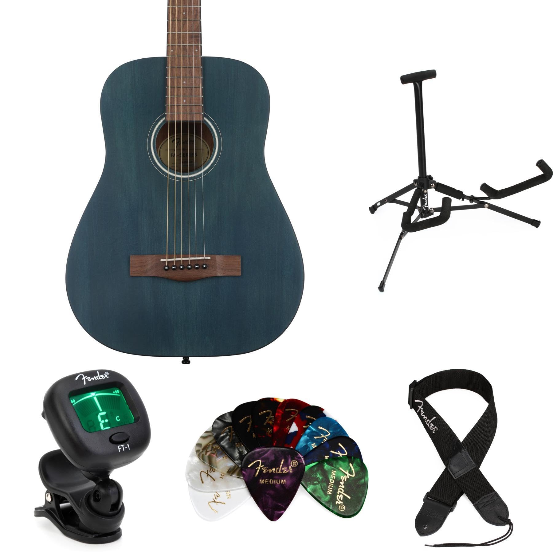 Guitarra Acústica Fender Fa-15 Escala 3/4 Con Accesorios Azul - Venta Internacional.