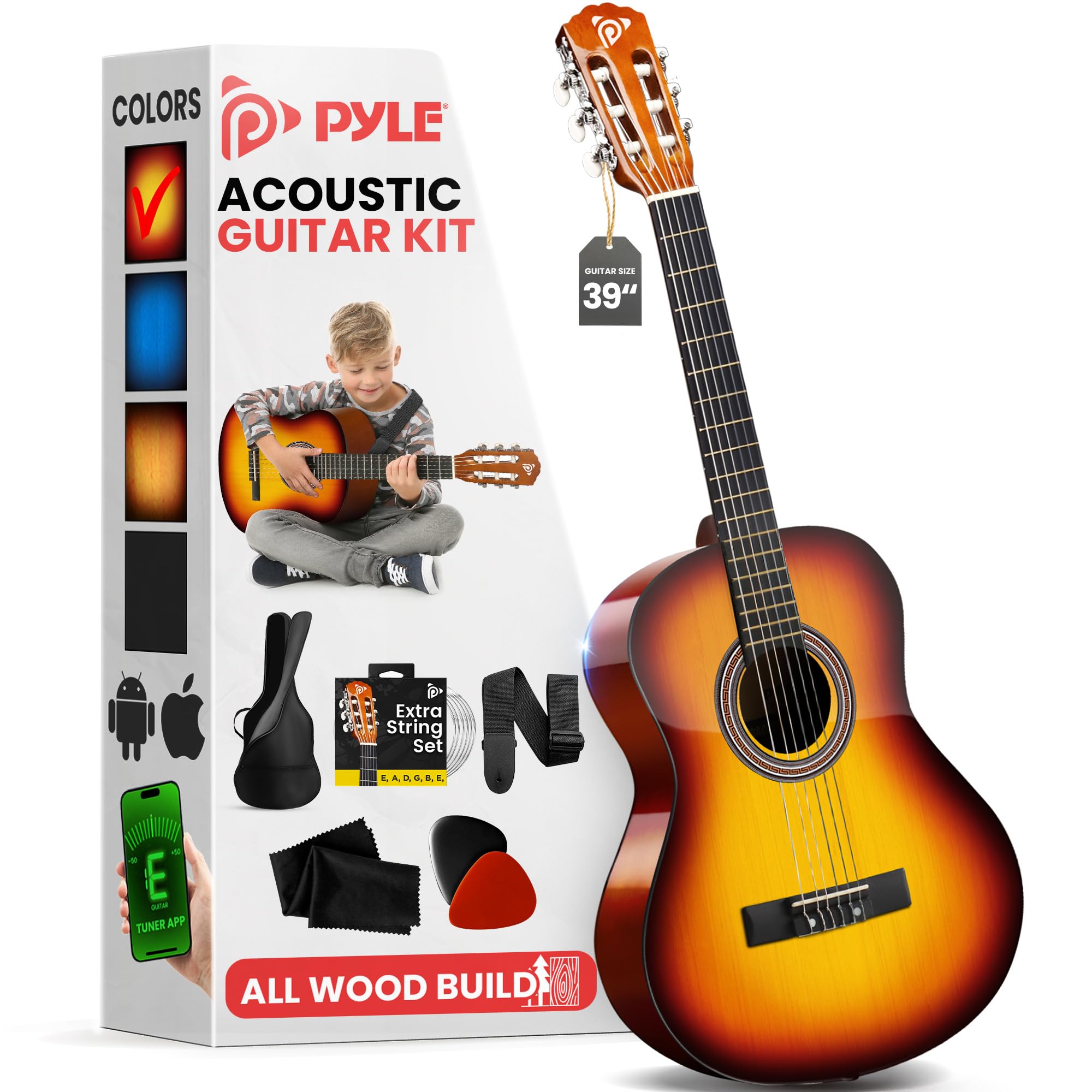 Foto 1 | Guitarra Acústica Pyle Beginner 4/4 De Tamaño Completo Para Adultos 39 - Venta Internacional.