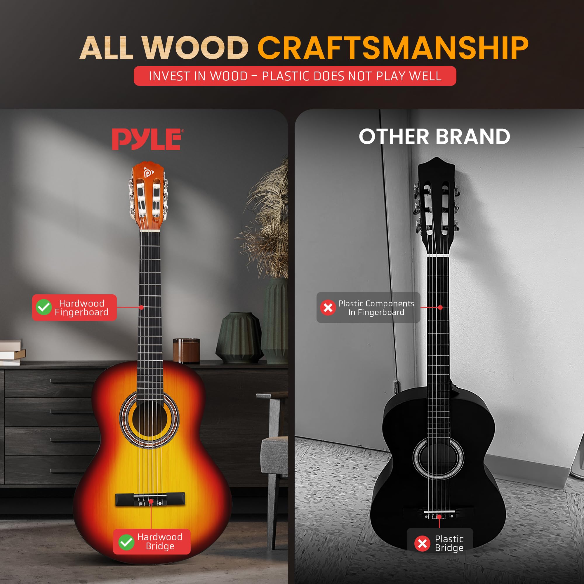 Foto 5 pulgar | Guitarra Acústica Pyle Beginner 4/4 De Tamaño Completo Para Adultos 39 - Venta Internacional.