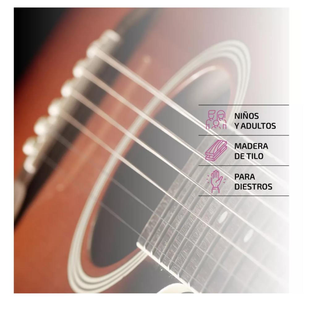Foto 6 pulgar | Guitarra Acústica Belug  Con Accesorios Naranja Brillante