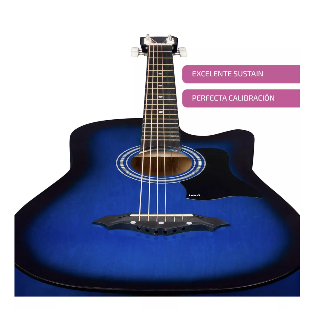 Foto 3 pulgar | Guitarra Acústica Lab.g Con Accesorios Para Diestros Azul Arce Brillante