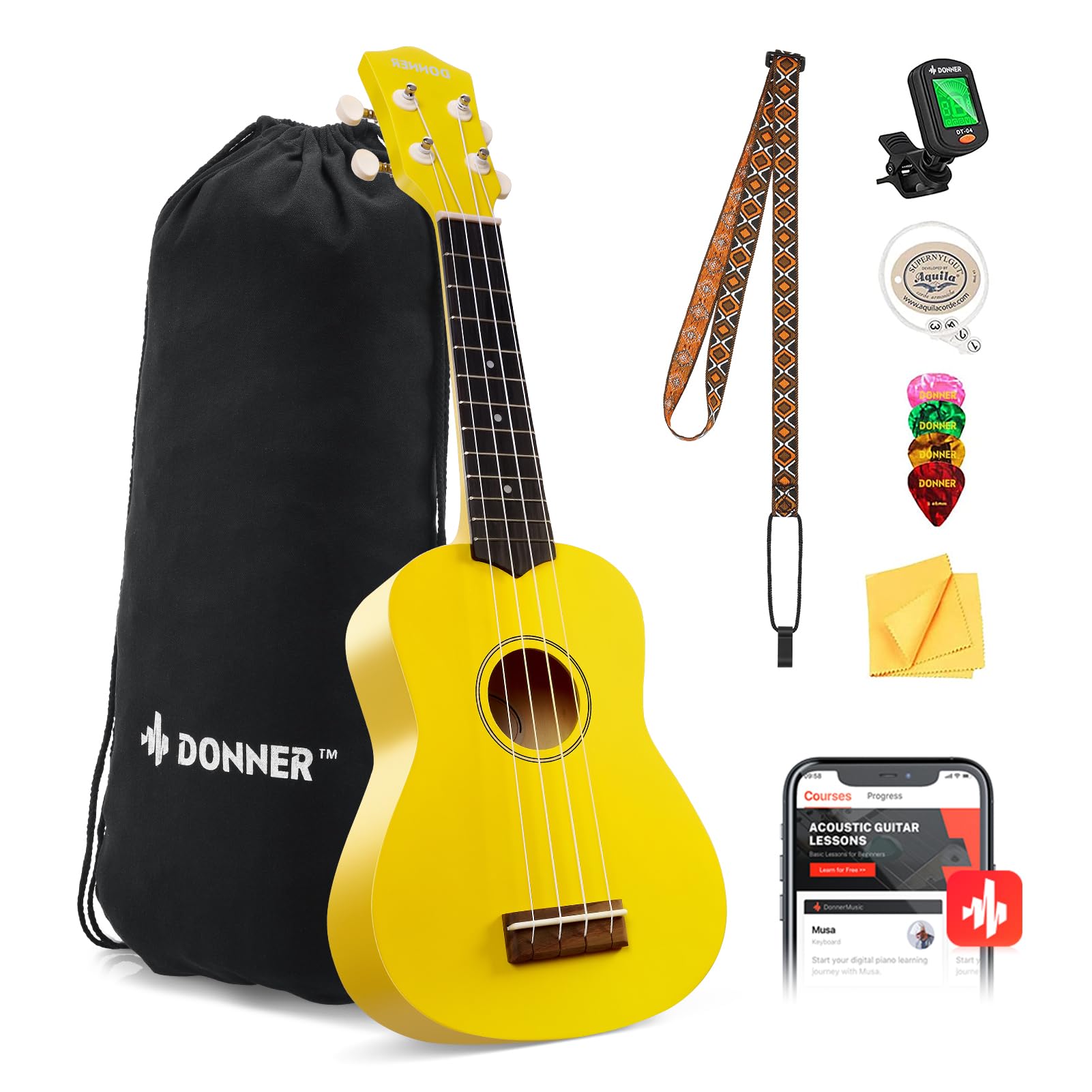 Foto 1 | Ukelele Donner Soprano, 21 Pulgadas, Mate, Con Correa, Afinador Y Más - Venta Internacional.