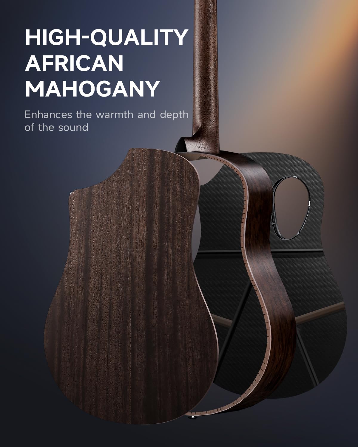 Foto 6 pulgar | Guitarra Acústica Donner 38 Carbon X Wood Con Funda Y Accesorios - Venta Internacional.