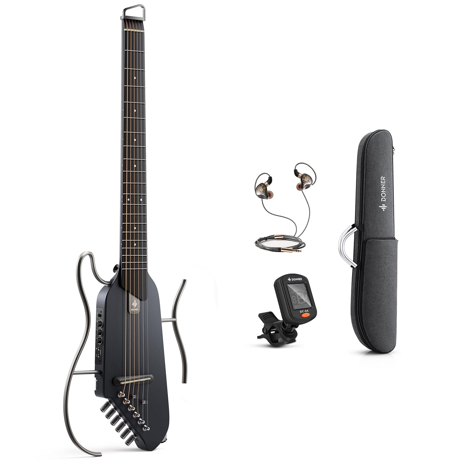 Foto 2 pulgar | Guitarra Eléctrica Acústica Sin Cabeza Donner Hush I Con Funda - Venta Internacional.
