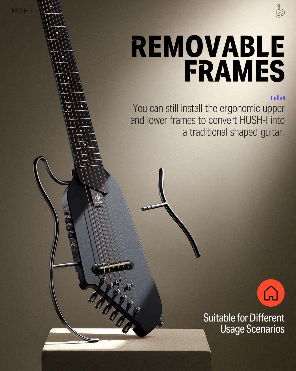 Foto 3 | Guitarra Eléctrica Acústica Sin Cabeza Donner Hush I Con Funda - Venta Internacional.