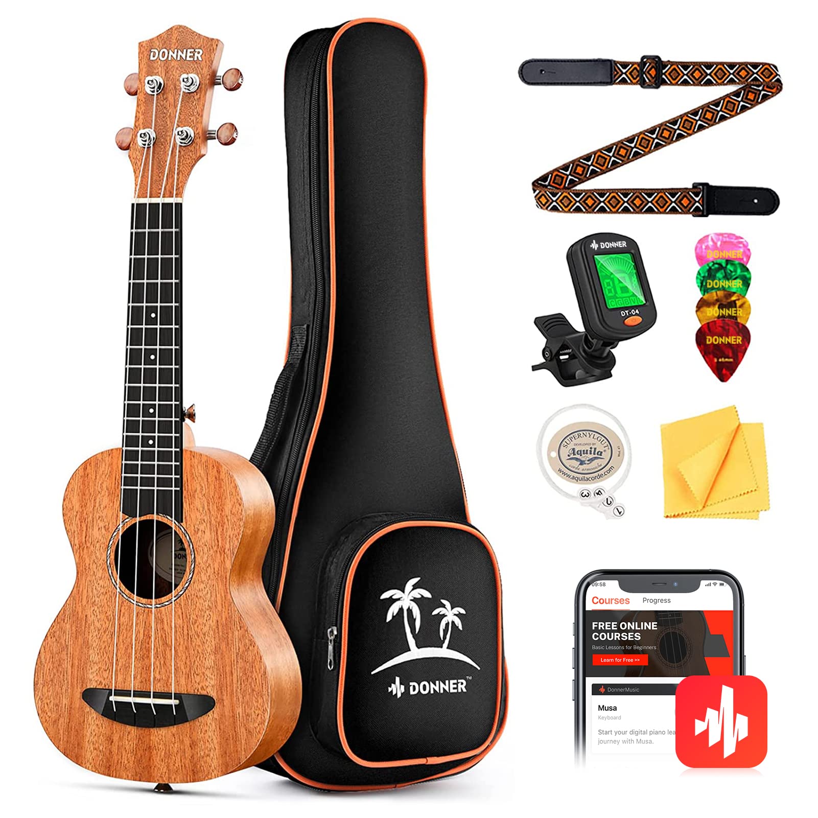 Foto 2 pulgar | Ukelele Donner Soprano Caoba De 21 Pulgadas Con Kit Para Principiantes Dus- - Venta Internacional.