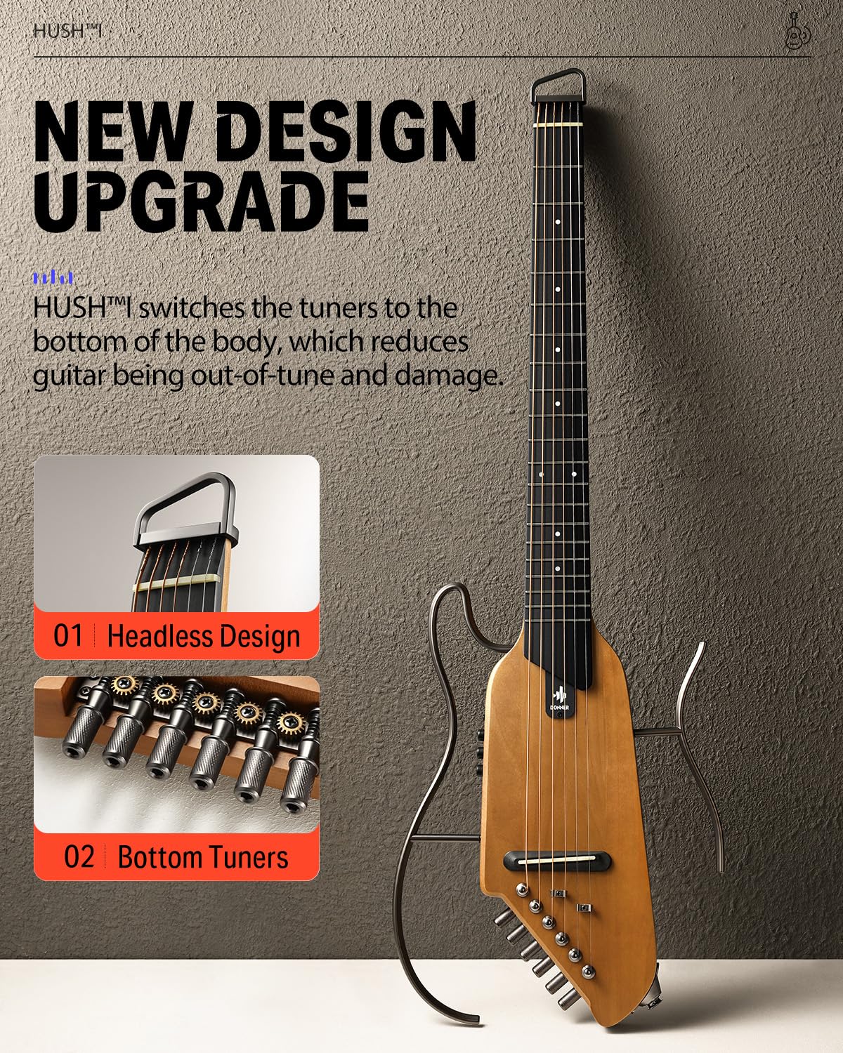 Foto 2 | Guitarra Eléctrica Acústica Sin Cabeza Donner Hush I Con Funda - Venta Internacional.
