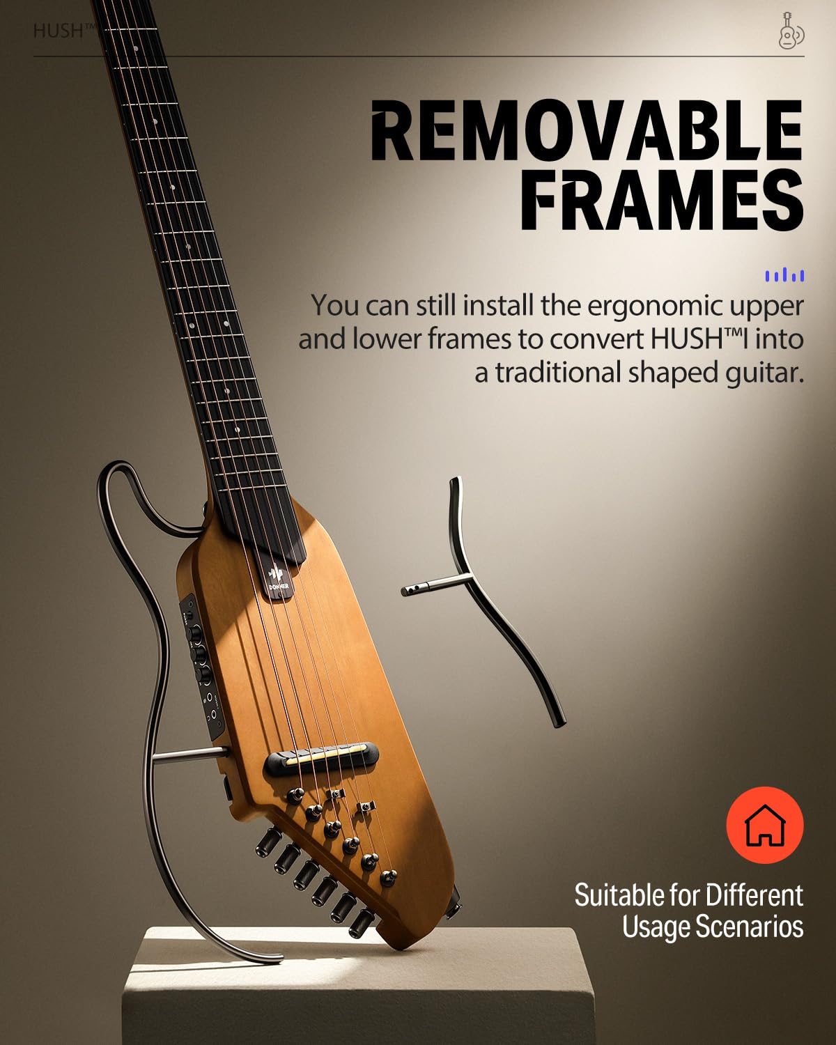 Foto 4 pulgar | Guitarra Eléctrica Acústica Sin Cabeza Donner Hush I Con Funda - Venta Internacional.