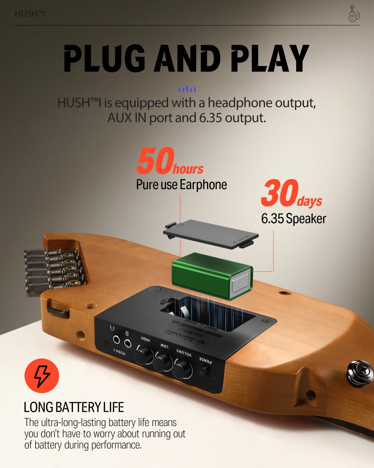 Foto 7 | Guitarra Eléctrica Acústica Sin Cabeza Donner Hush I Con Funda - Venta Internacional.