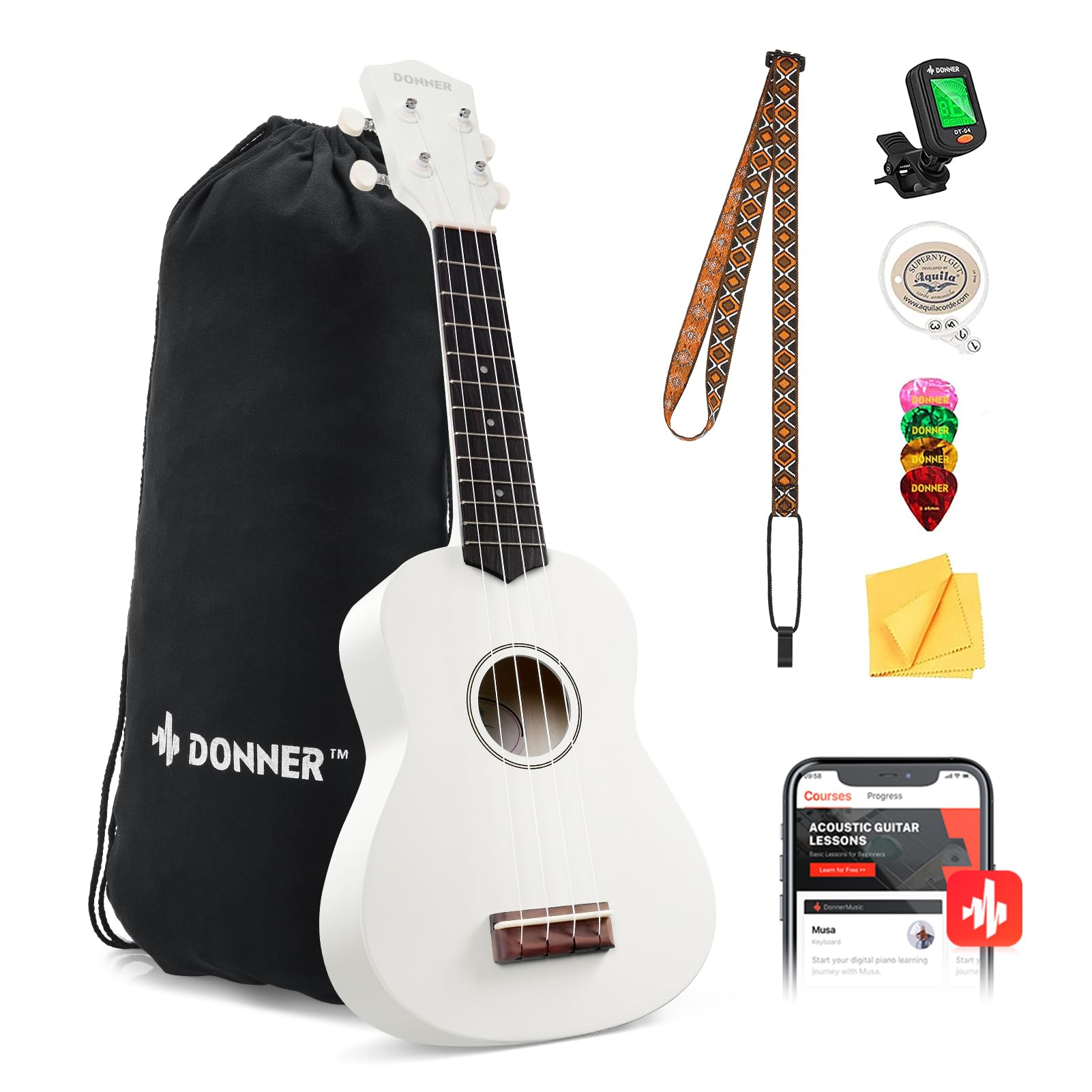 Foto 2 pulgar | Ukelele Donner Soprano De 21 Pulgadas Para Principiantes Con Kit Y Lecciones - Venta Internacional.