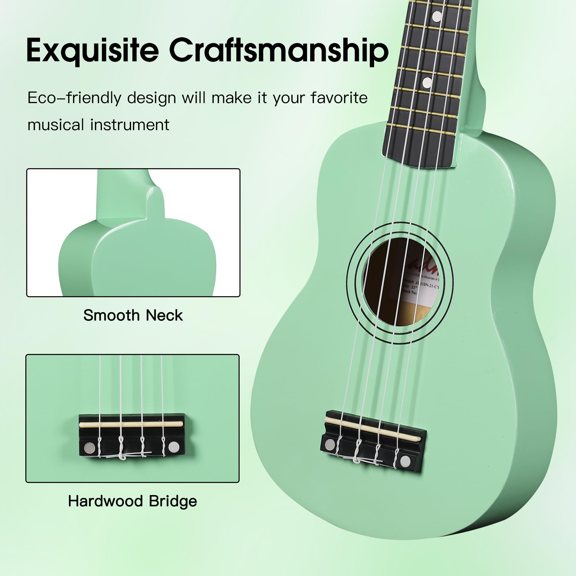 Foto 7 pulgar | Ukelele Adm Hawaiian Wood Soprano 21 Con Bolsa Para Clases, Color Cian - Venta Internacional.