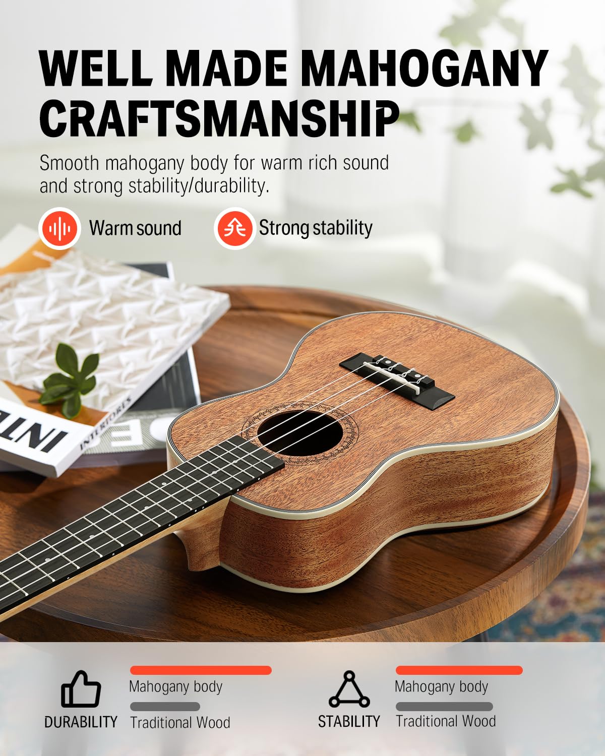 Foto 5 pulgar | Ukelele Donner Soprano De Madera De Caoba De 21 Pulgadas Con Kit Para Principiantes - Venta Internacional.