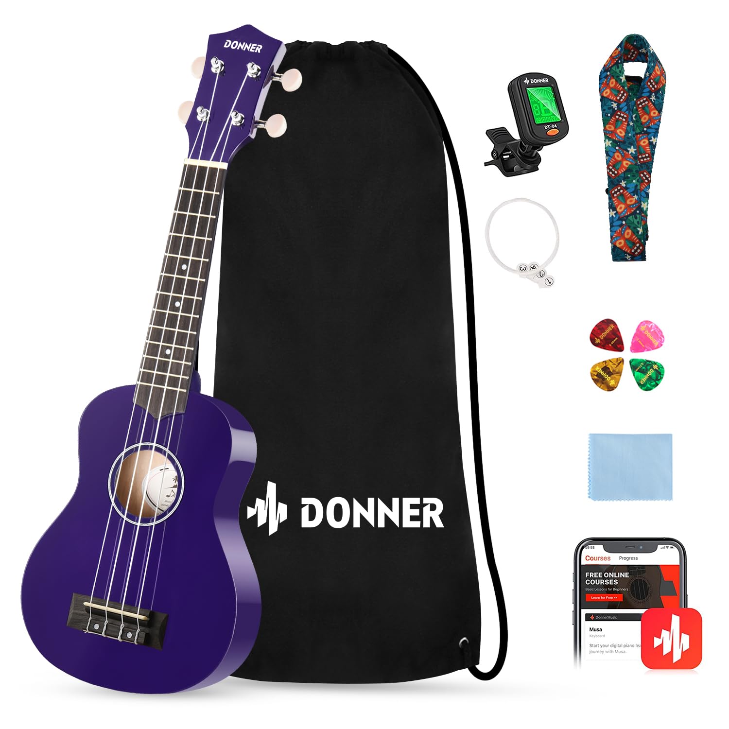 Foto 2 pulgar | Kit De Ukelele Donner Soprano Para Principiantes De 21 Pulgadas - Venta Internacional.