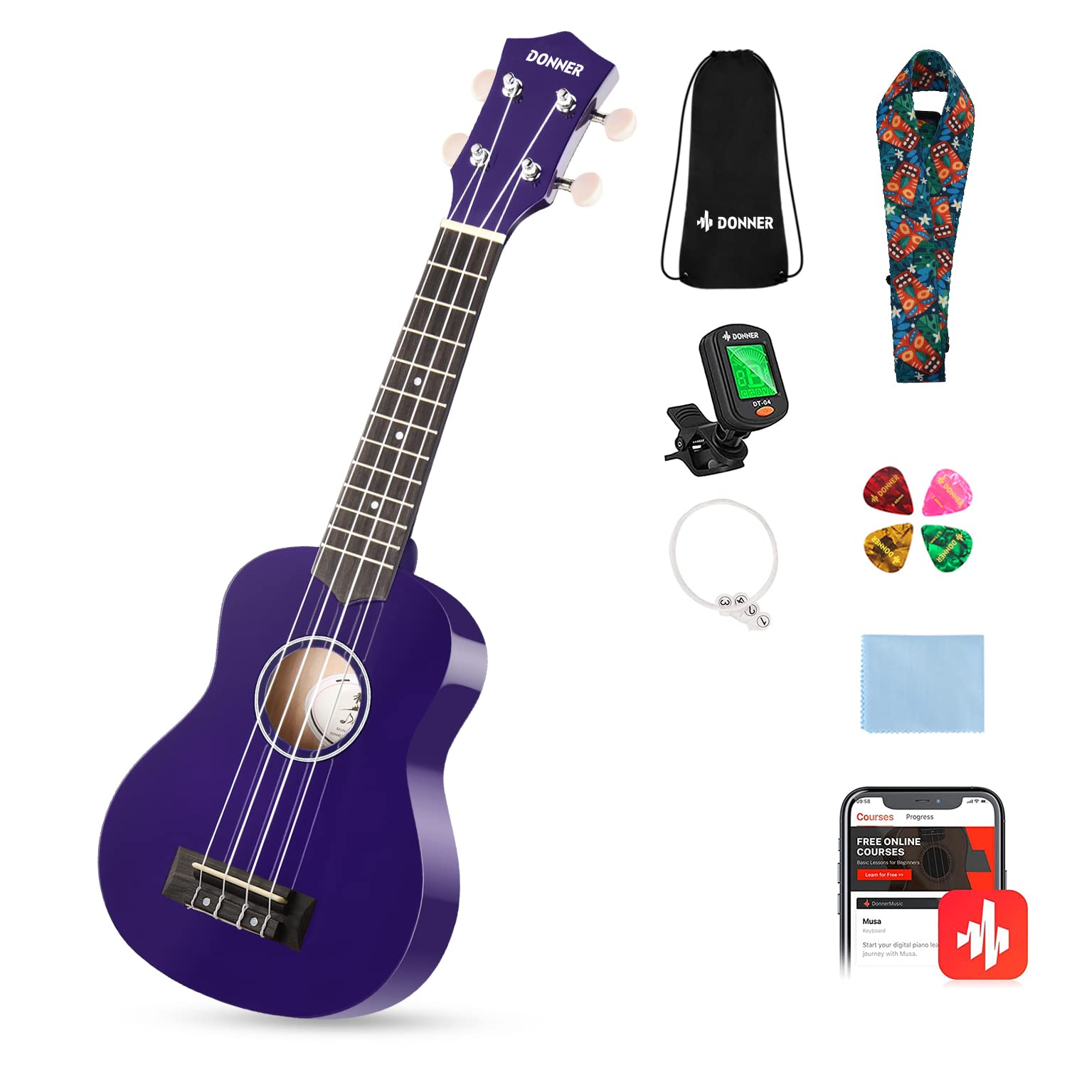 Foto 8 pulgar | Kit De Ukelele Donner Soprano Para Principiantes De 21 Pulgadas - Venta Internacional.