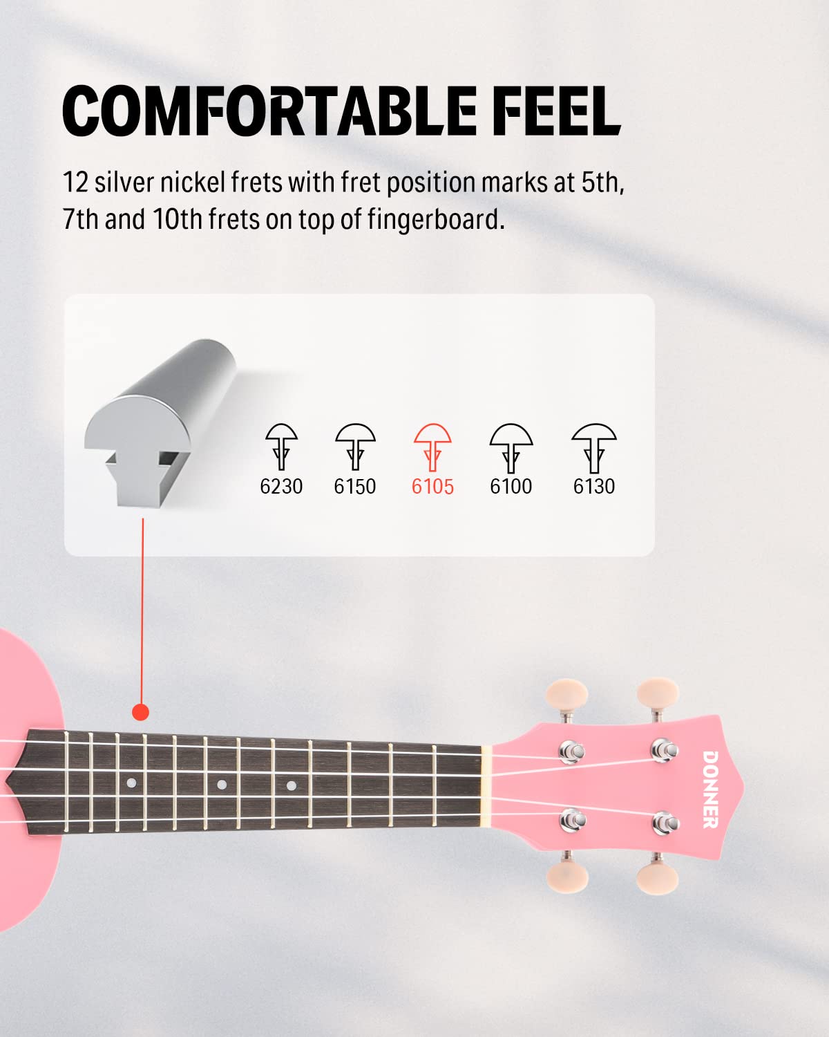 Foto 4 pulgar | Ukelele Soprano Donner Para Principiantes, 21 Pulgadas, Rosa, Con Paquete - Venta Internacional.